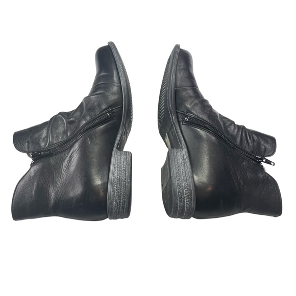 Miz Mooz Ruched Ankle Boots 7 Black Leather Logic Zipper Booties Rocker Casual - Picture 5 of 11